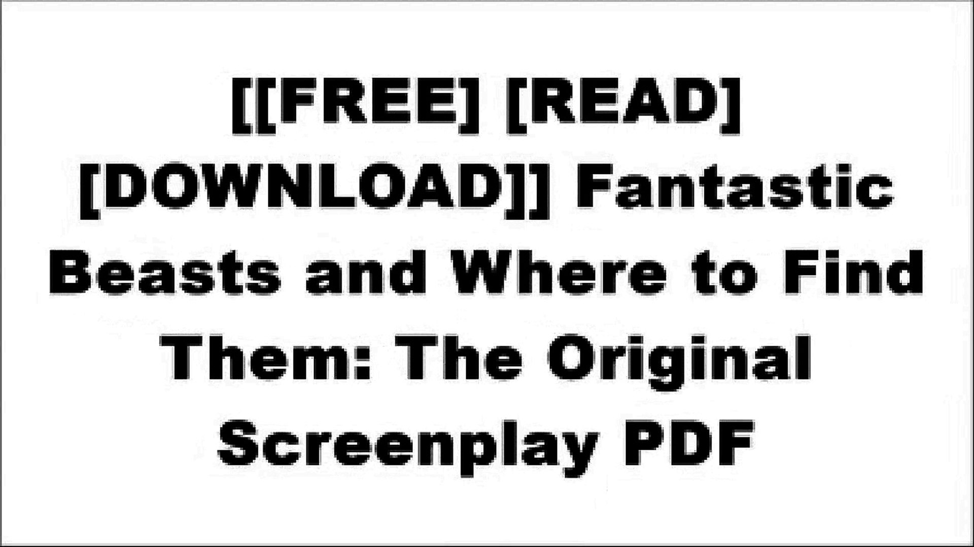 Fantastic beast and where to find them free download free